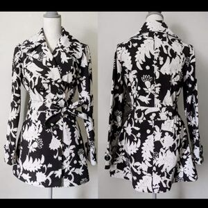 Rare Lululemon Studio Trench Coat Black and White floral